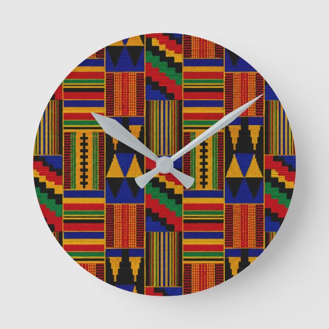 African Style Kente Cloth Round Clock (Front)