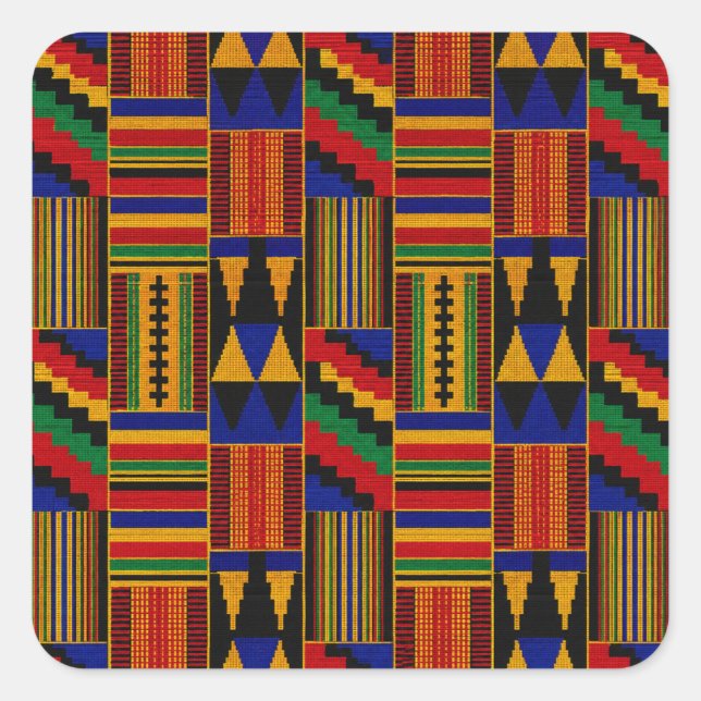 African Style Kente Cloth Square Sticker (Front)
