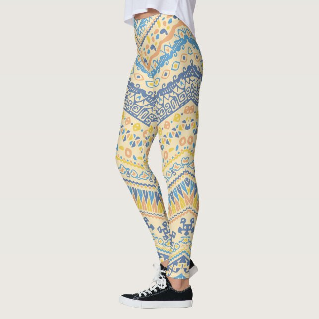 African Style Pattern With Tribal Motifs  Leggings (Left)