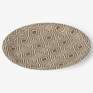 African Style Seamless Pattern. Brown Colour Paper Plate