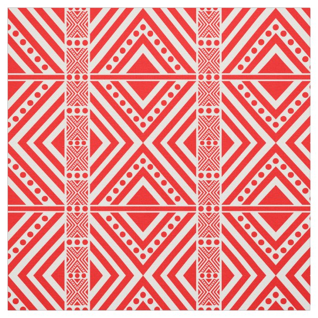 African Style Seamless Pattern. Red Colour Fabric (Swatch)