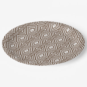 African Style Seamless Pattern. White Colour Paper Plate