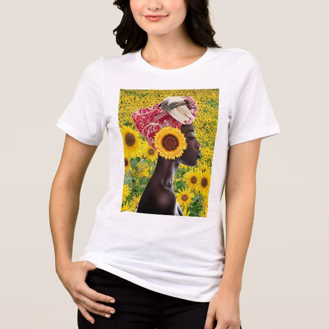 African Sunflower Tri-Blend Shirt (Front)