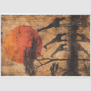 African Sunset Giraffe's Decoupage  Tissue Paper