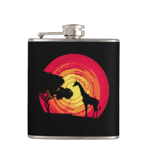 African sunset hip flask