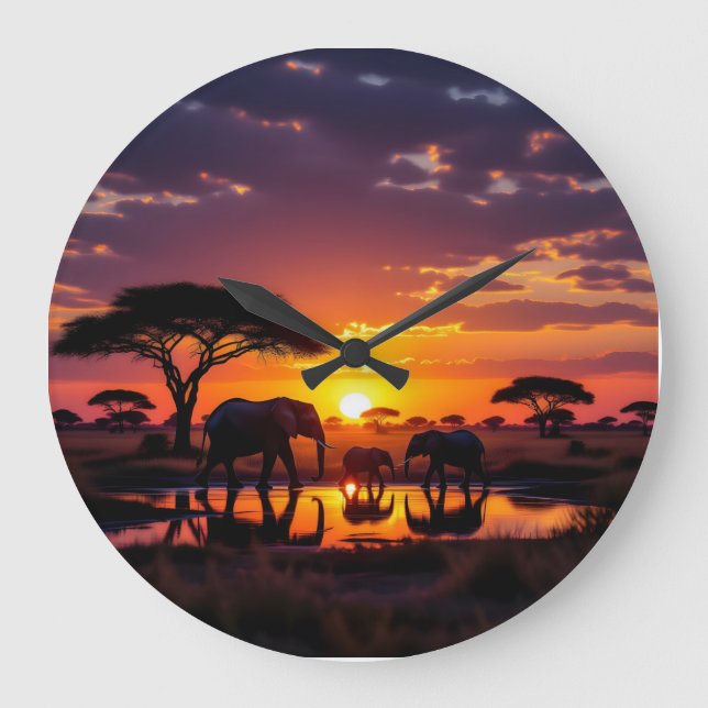 African Sunset Majesty Wall Clock (Front)