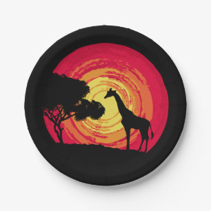 African sunset paper plate