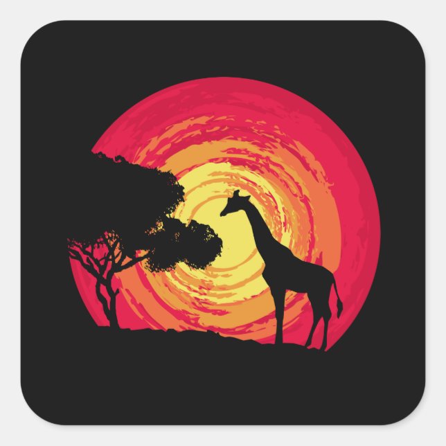 African sunset square sticker (Front)