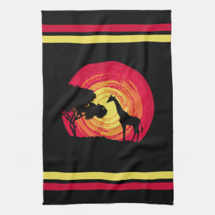 African sunset tea towel