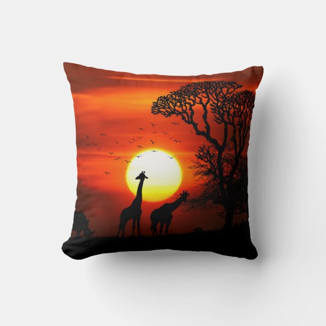 African Sunset Throw Pillow (Front)