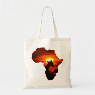 African Sunset with Giraffe Silhouette Tote Bag