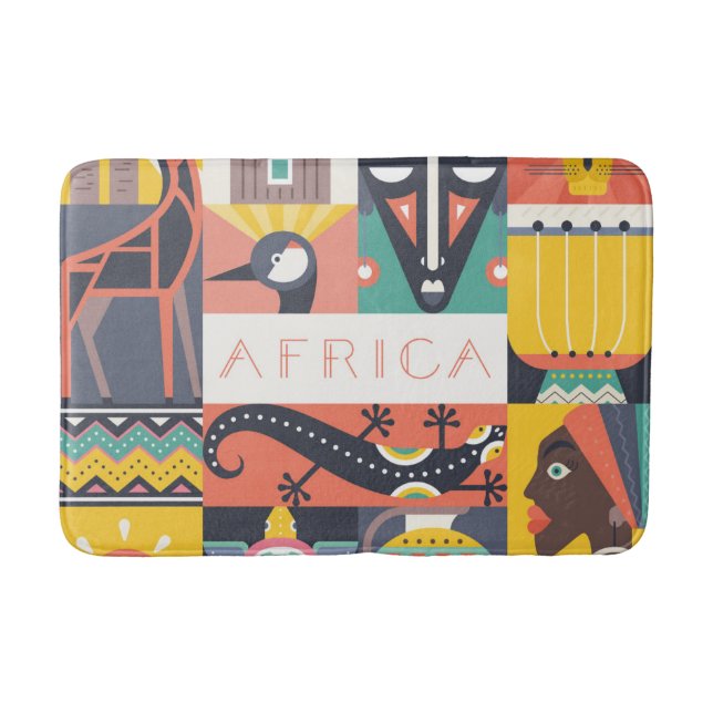 African Symbolic Art Collage Bath Mat (Front)