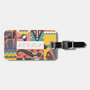 African Symbolic Art Collage Luggage Tag