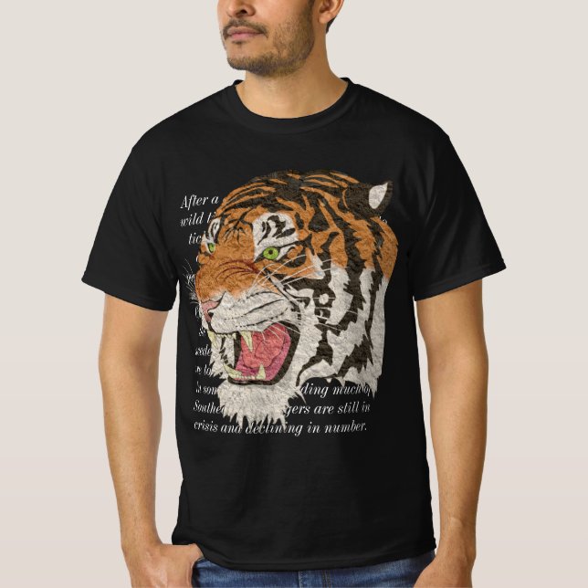 African tiger face white text men black  T-Shirt (Front)