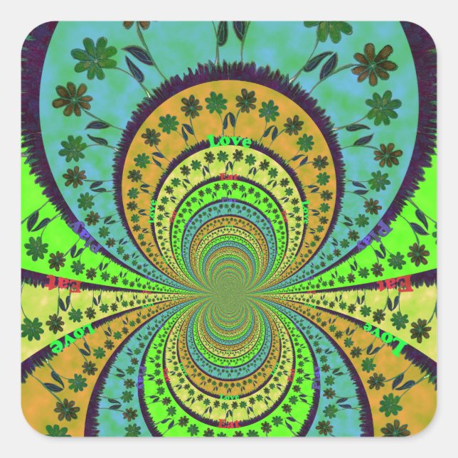 African Traditional Colours Kaleidoscope Floral Ar Square Sticker (Front)