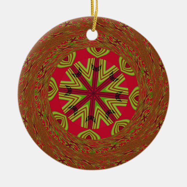 African Traditional Design Ceramic Tree Decoration (Front)