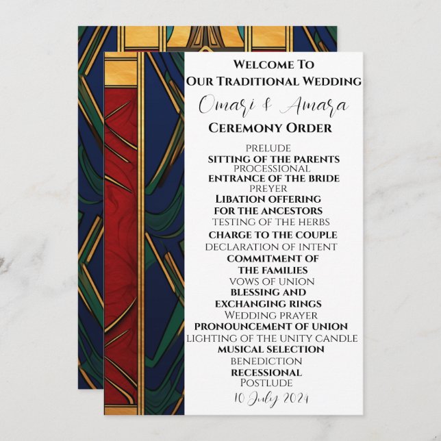 African Traditional Wedding Program Holiday Card (Front/Back)