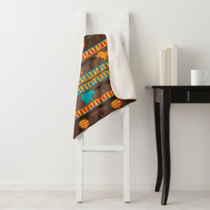 African Tribal animals pattern Sherpa Blanket