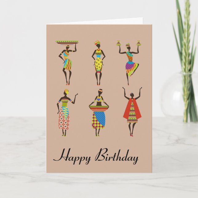 African Tribal art birthday ethnic fashion Card (Front)