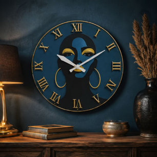 African Tribal Art Contemporary Mask Portrait Large Clock
