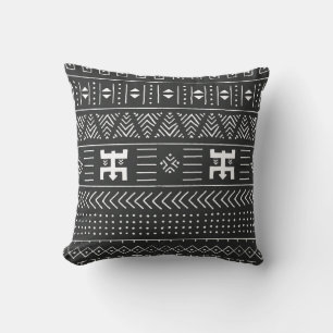 African Tribal Art: Geometric Black & White Cushion