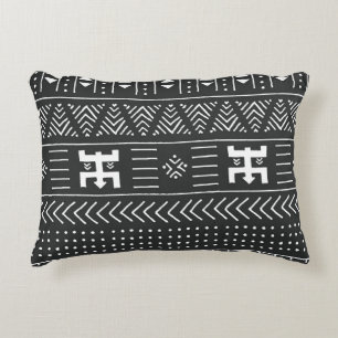 African Tribal Art: Geometric Black & White Decorative Cushion