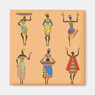 African Tribal art ladies colourful ethnic fashion Magnet