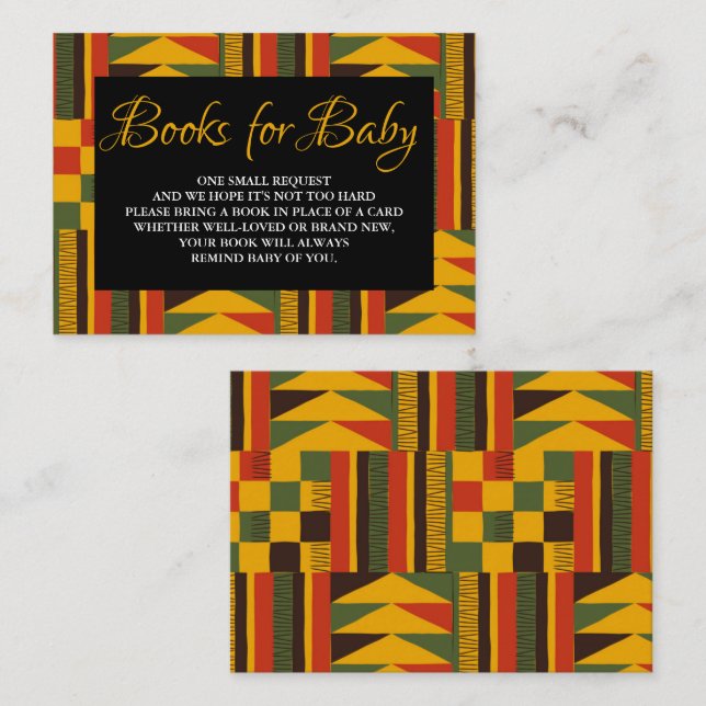 African Tribal Baby Shower Book Request Enclosure  Card (Front/Back)