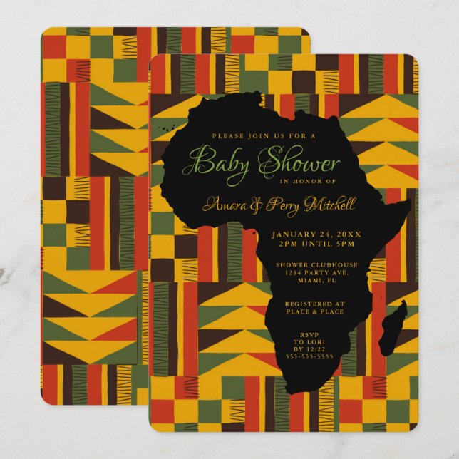 African Tribal Baby Shower Invitation (Front/Back)