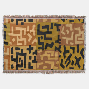 African Tribal BaKuba Throw Blanket