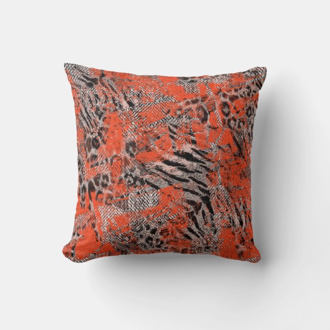African, tribal. Black, red, grey. Cushion (Front)