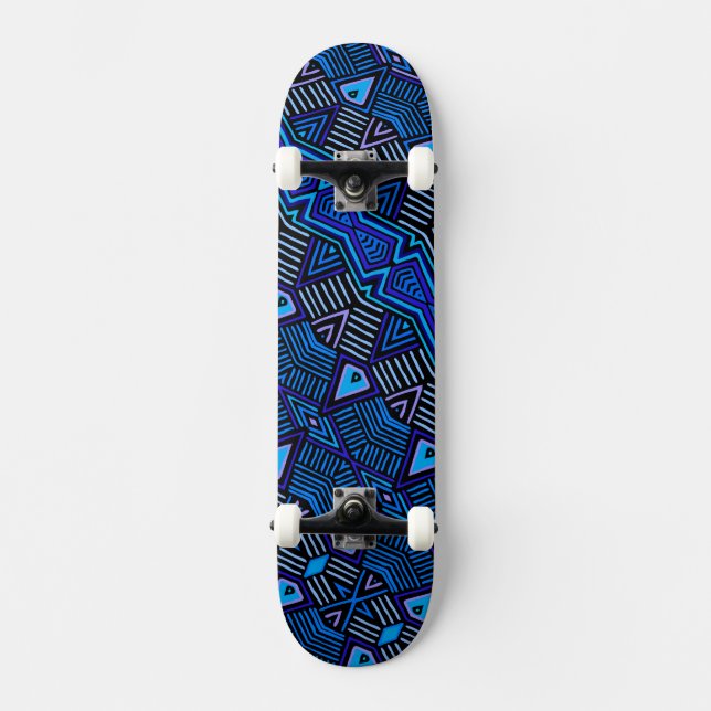 African Tribal Blue Skateboard (Front)