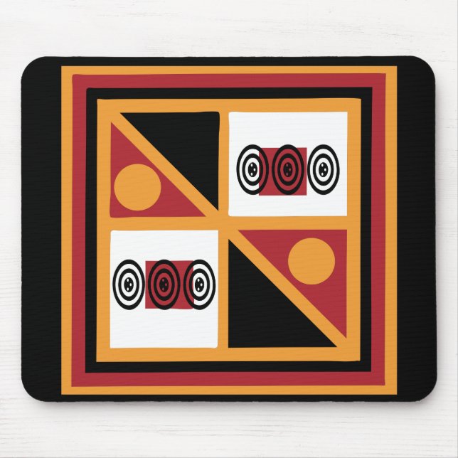 African tribal coloured geometry pattern mouse pad (Front)