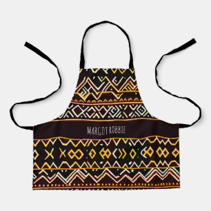 African Tribal Edging Yellow Isometric Pattern Apron