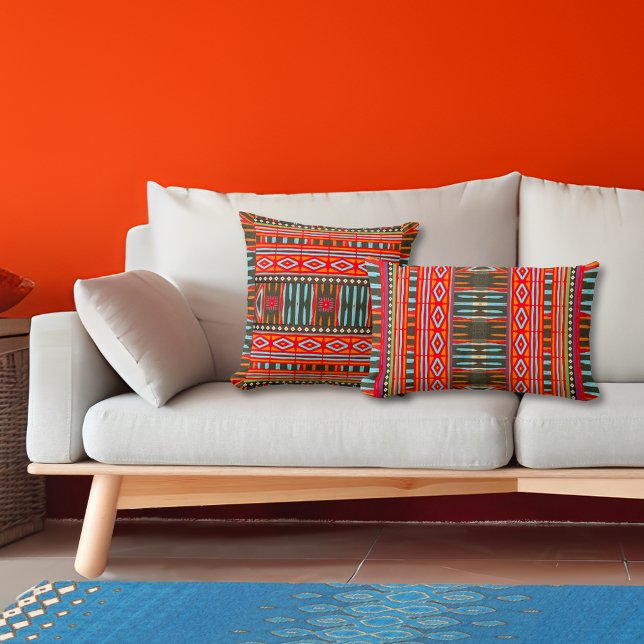 African tribal inspired geometric pattern lumbar cushion (Creator Uploaded)