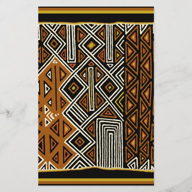 African Tribal Kuba Design Stationery (Front)