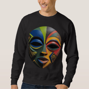African Tribal Mask Cubism Abstract Sweatshirt