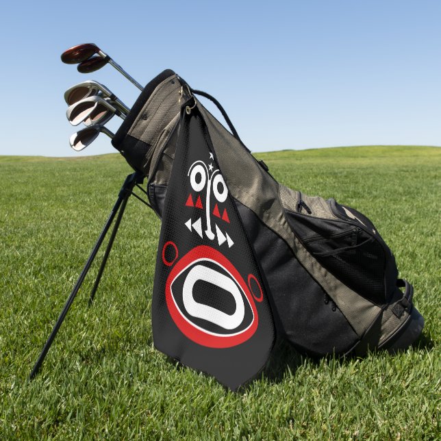 African Tribal Mask Golf Towel (Green)