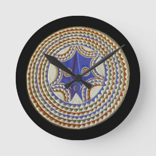 African Tribal Mask Round Clock