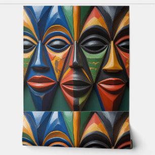 African Tribal Mask Trio Dynamic Symmetry Wallpaper