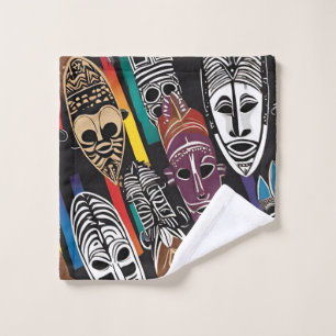 African Tribal Masks Colorful  Bath Towel Set