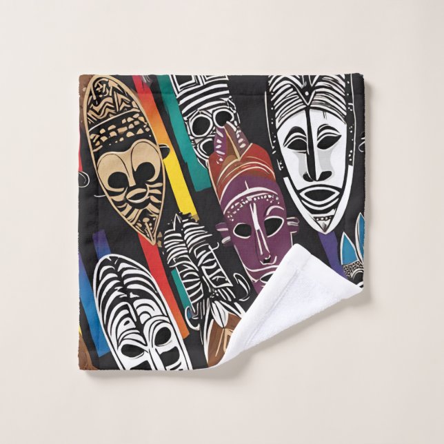 African Tribal Masks Colourful  Bath Towel Set (Wash Cloth)