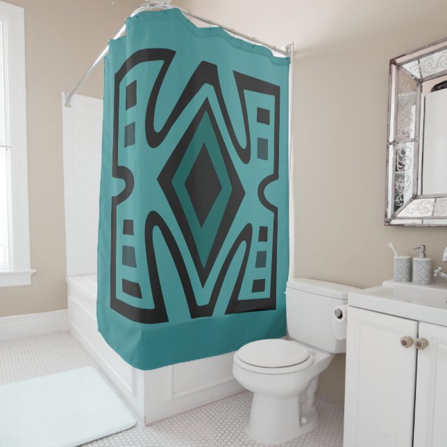 african tribal modern patterns shower curtain (In Situ)
