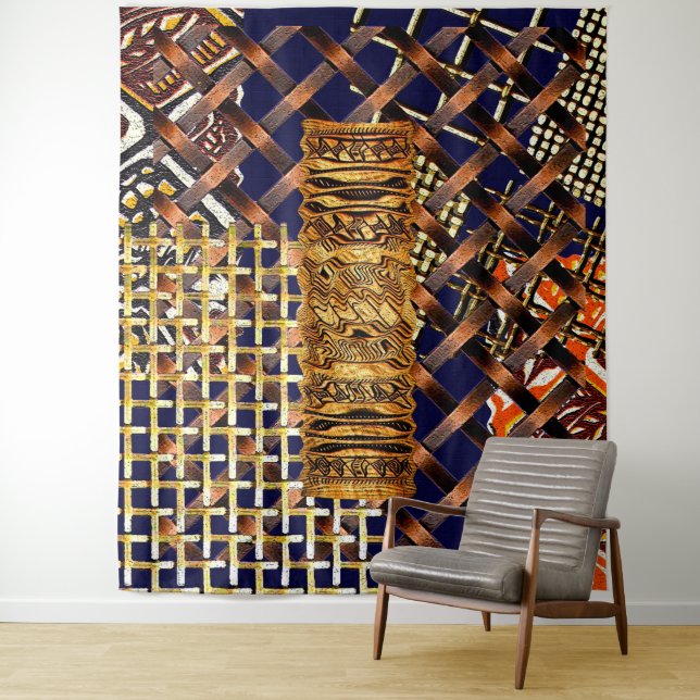 African Tribal Motif  Print Tapestry (In Situ)