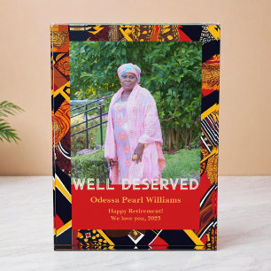 African Tribal Patchwork Black Mum Retirement Gift Photo Block