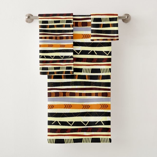 African Tribal Pattern Bath Towel Set (Insitu)