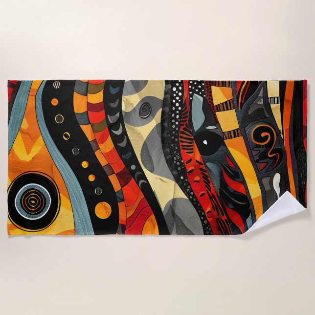 African Tribal Pattern Beach Towel (Front)