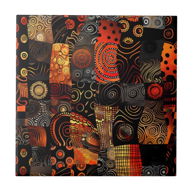 African Tribal Pattern Ceramic Tile (Front)