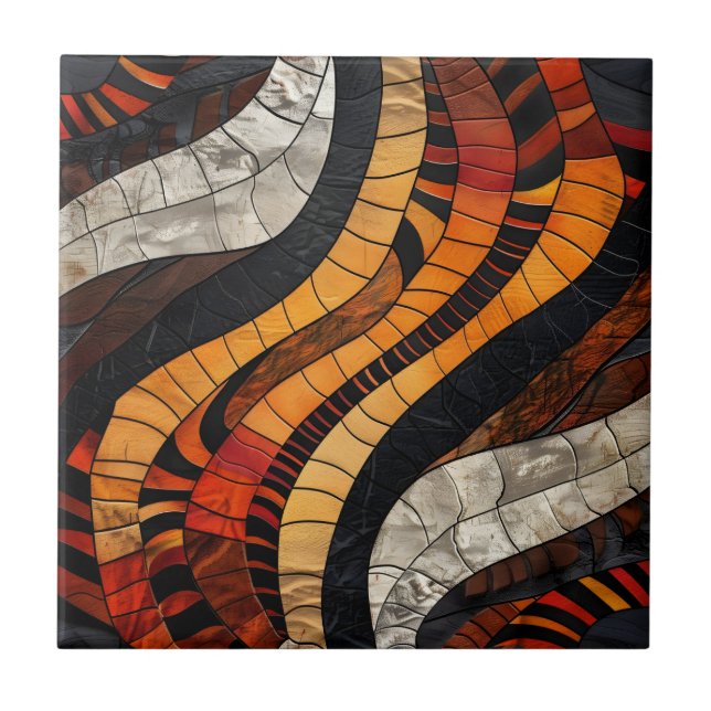 African Tribal Pattern Ceramic Tile (Front)