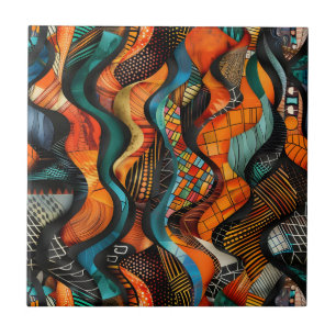 African Tribal Pattern Ceramic Tile
